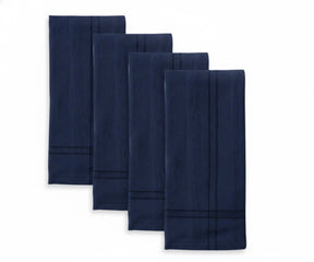 Navy blue pearl embroidered dinner napkins made from 100% cotton, soft reusable cloth napkins for elegant dining, weddings, and formal table settings
