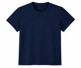 Navy Blue Unisex Crew Neck T-Shirt made from 100% cotton with a relaxed fit and short sleeves, perfect for everyday casual wear.
