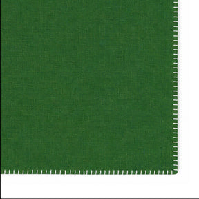 Green with White Stitch Cotton Placemats with Whip Stitched Edge, reusable rectangle dining table placemats