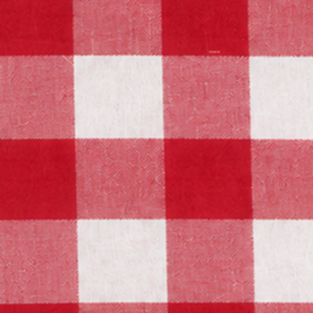 Round plaid Christmas tree skirt made from 100% cotton, designed to add a decorative finish around the base of the Christmas tree