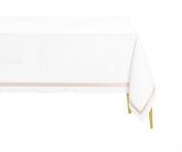 Elegant cotton tablecloth with a simple plain border, designed to add a clean and timeless look to everyday dining and special occasions.