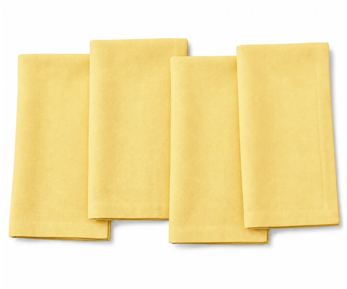 Lemon Yellow Hotel Dinner Napkins, Reusable Cotton Cloth Napkins for Summer Dining and Table Settings.