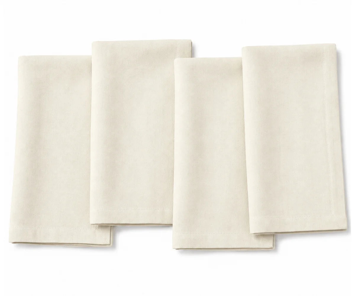 cotton table napkins made from 100% cotton, elegant ivory cloth dinner napkins for wedding receptions, banquets, and party décor.