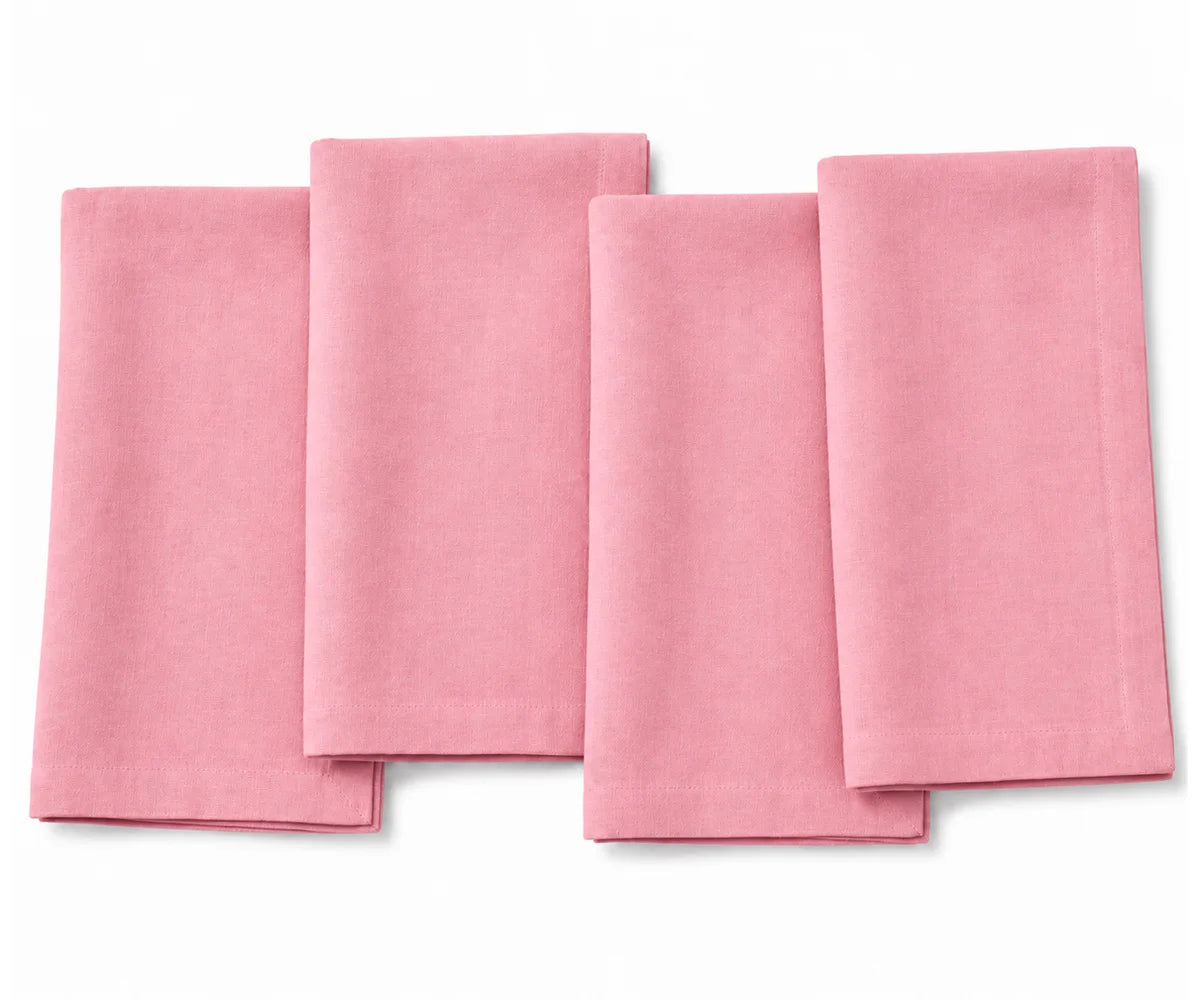 Light pink 100% cotton dinner napkins for weddings, bridal showers, and elegant table décor.