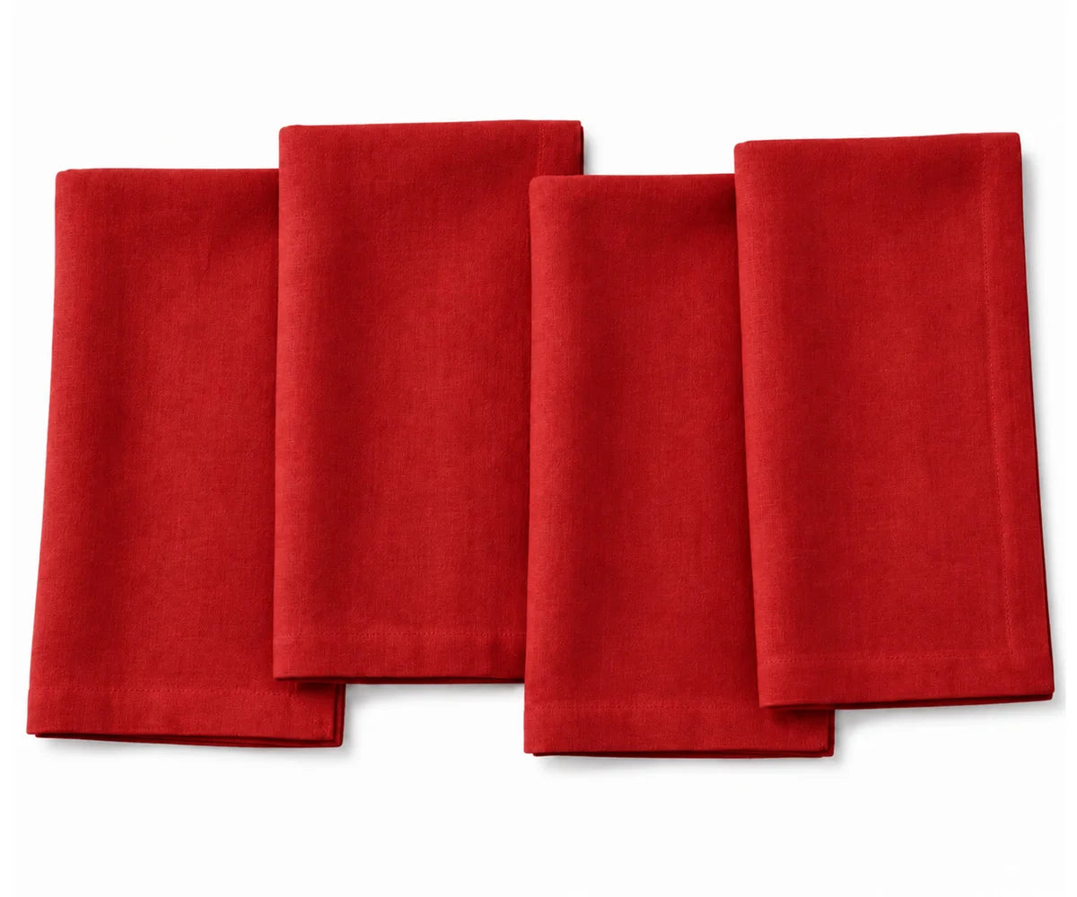 red cloth napkins in bulk, reusable cotton wedding napkins for receptions, parties, hotel dining, and special occasions.