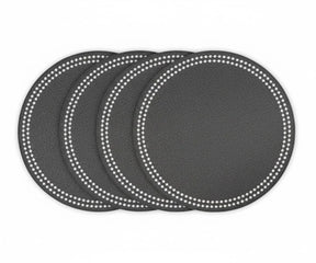 Charcoal round cotton placemats with pearls – dark grey table mats for elegant dining décor.