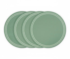 Round sage green placemats for minimal table setting – durable cotton table mats for home décor