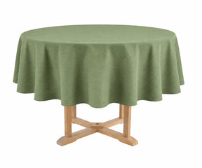 Sage green round cotton tablecloth for dining table, elegant reusable table cover for everyday meals, parties, and outdoor gatherings