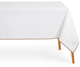 Solid white with beige  cotton tablecloth for dining table