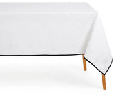 White Cotton  tablecloth with contrast black border
