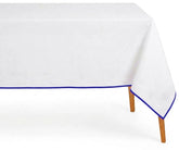 Classic Cotton white tablecloth with blue piping edge