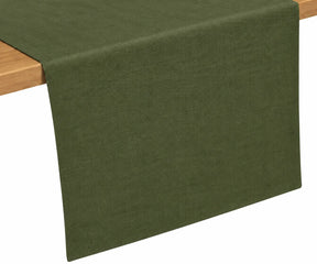 Olive green cotton table runner, plain dining table runner for farmhouse decor, everyday dining, and elegant table settings