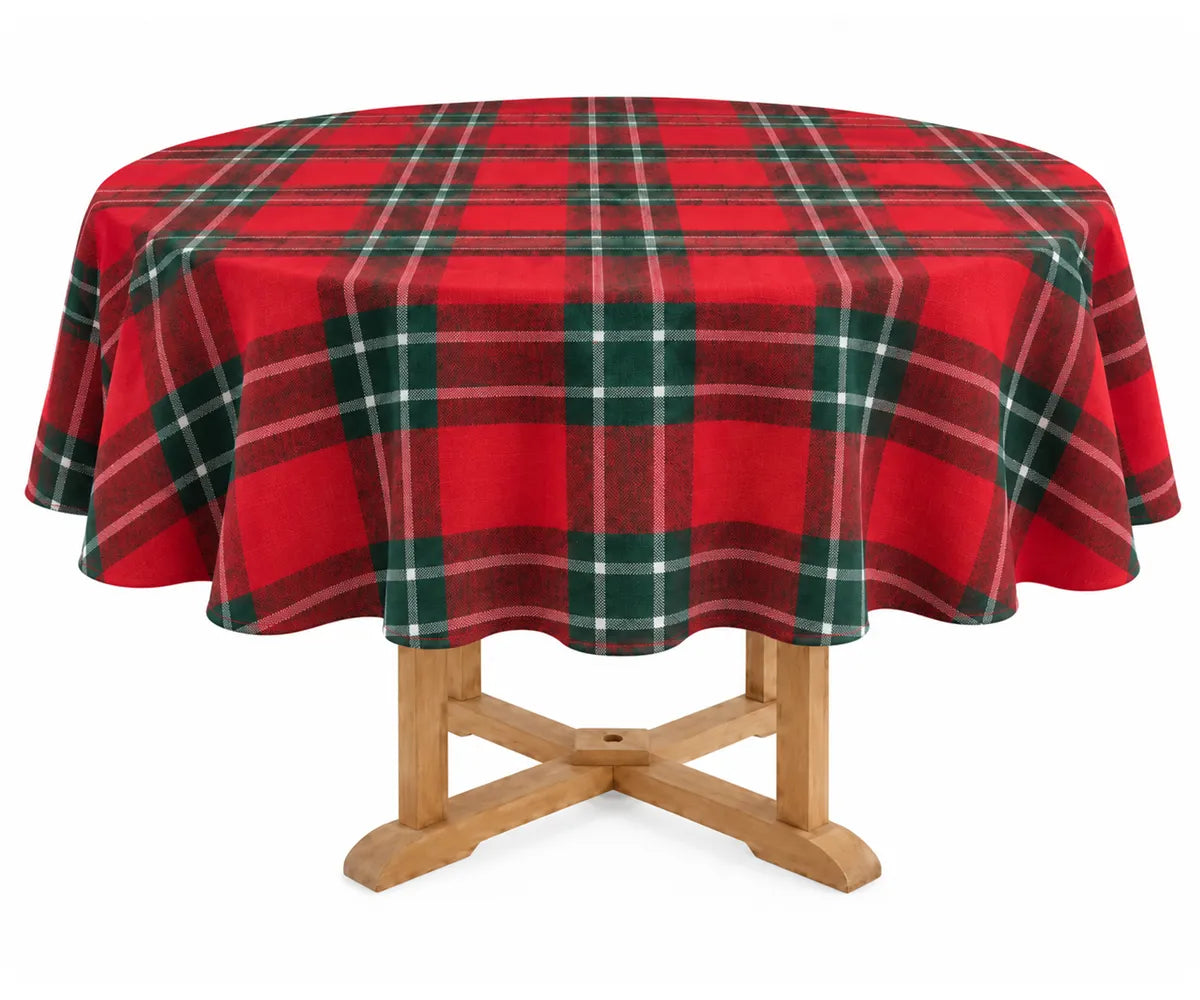 Plaid Round Tablecloth - Christmas Tablecloth