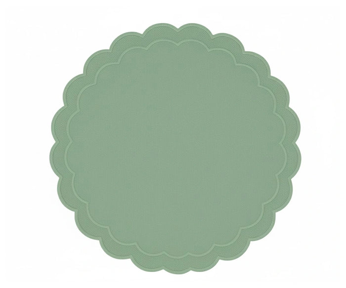 Embroidered sage green cotton placemat for spring and everyday table settings
