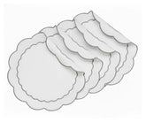 Gray and White Placemats - Scalloped Edge