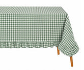 Ruffle checked tablecloth for farmhouse dining table decor
