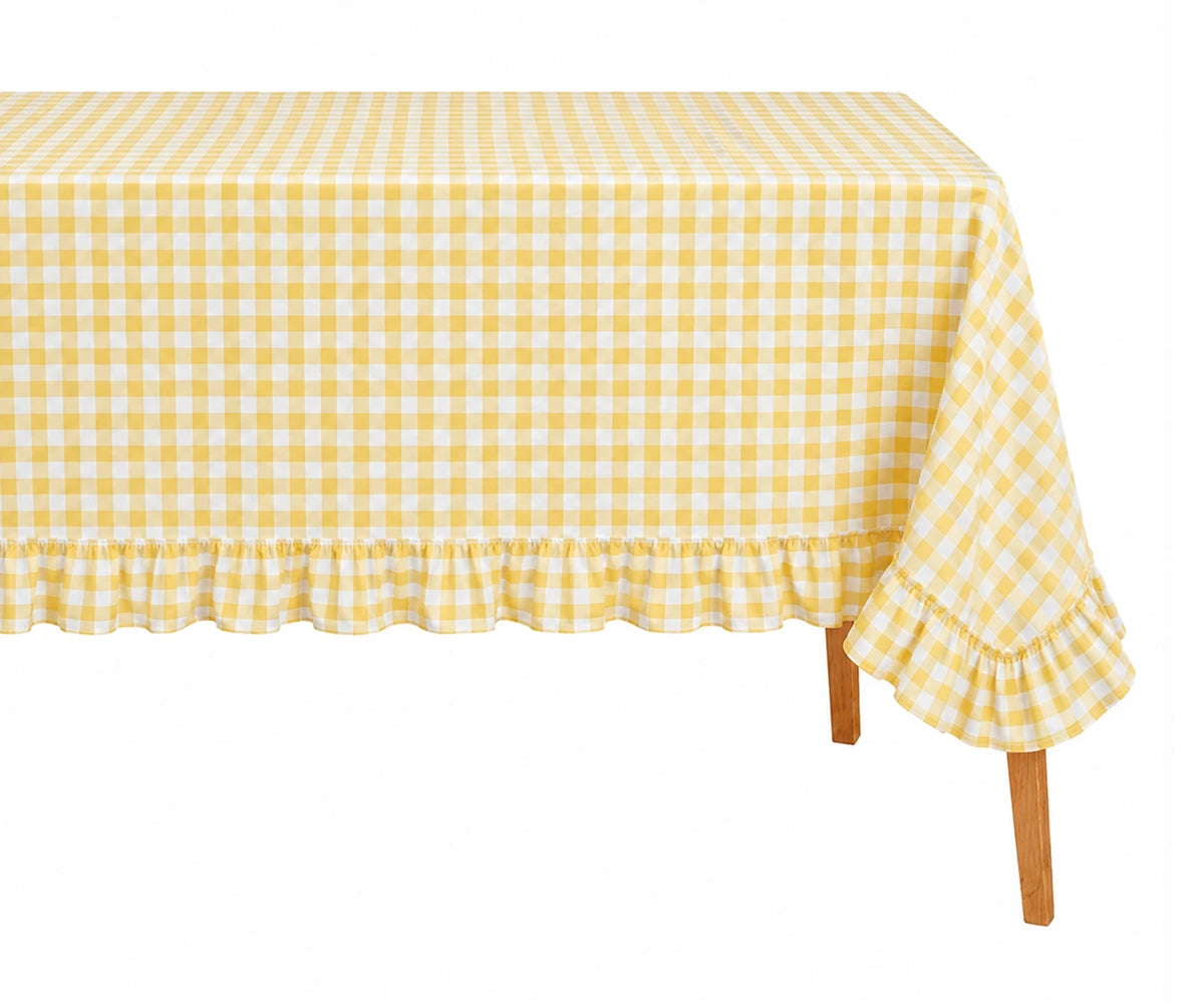 Buffalo check ruffle tablecloth cotton for farmhouse kitchen decor
