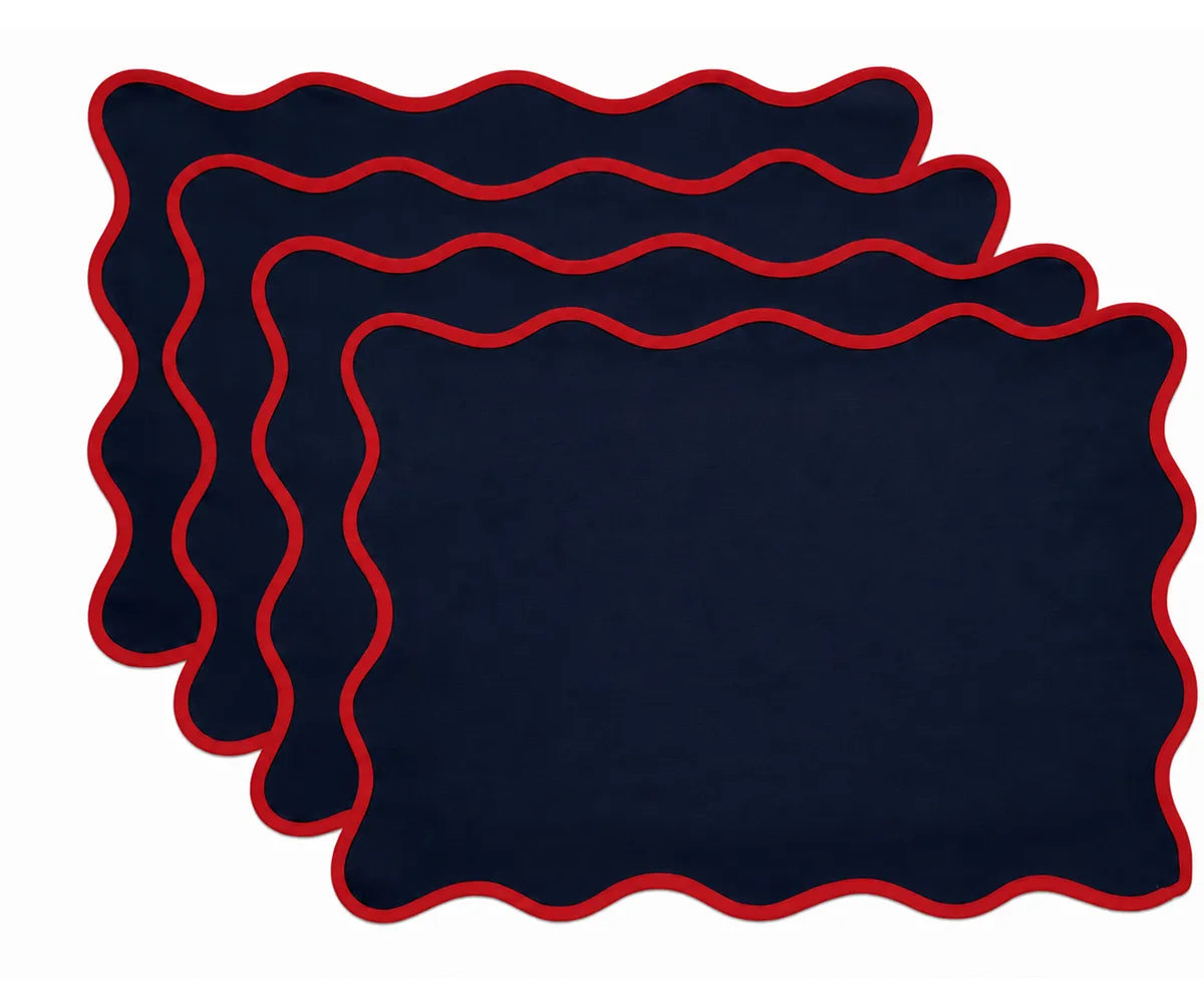 Decorative scalloped cotton placemat designed for formal and everyday table settings