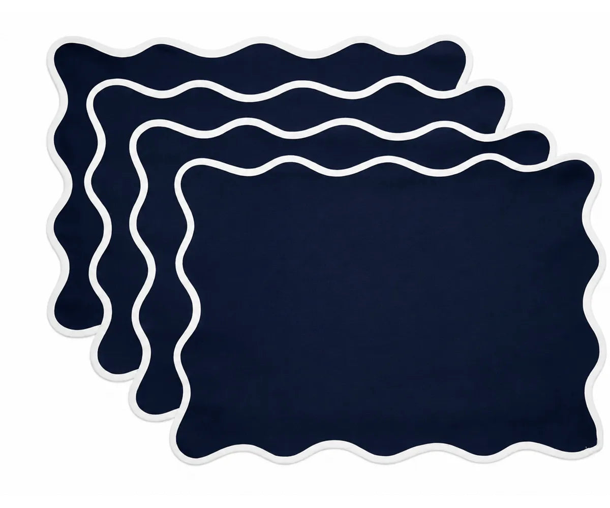 Elegant cotton table placemat with scalloped edge for special occasions and gatherings