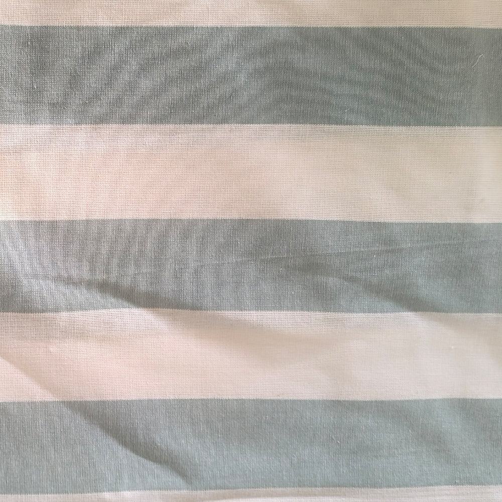 Light blue striped cotton swatch with a soft coastal-inspired texture
