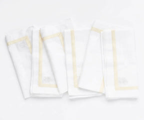 Border cotton dinner napkins made from 100% cotton, soft reusable cloth napkins for dining tables, dinner parties, special occasions, weddings, and modern table settings.
