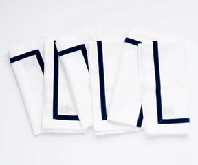 100% cotton dinner napkins with bordered edges, reusable cloth napkins for everyday dining, family meals, weddings, and special occasions.