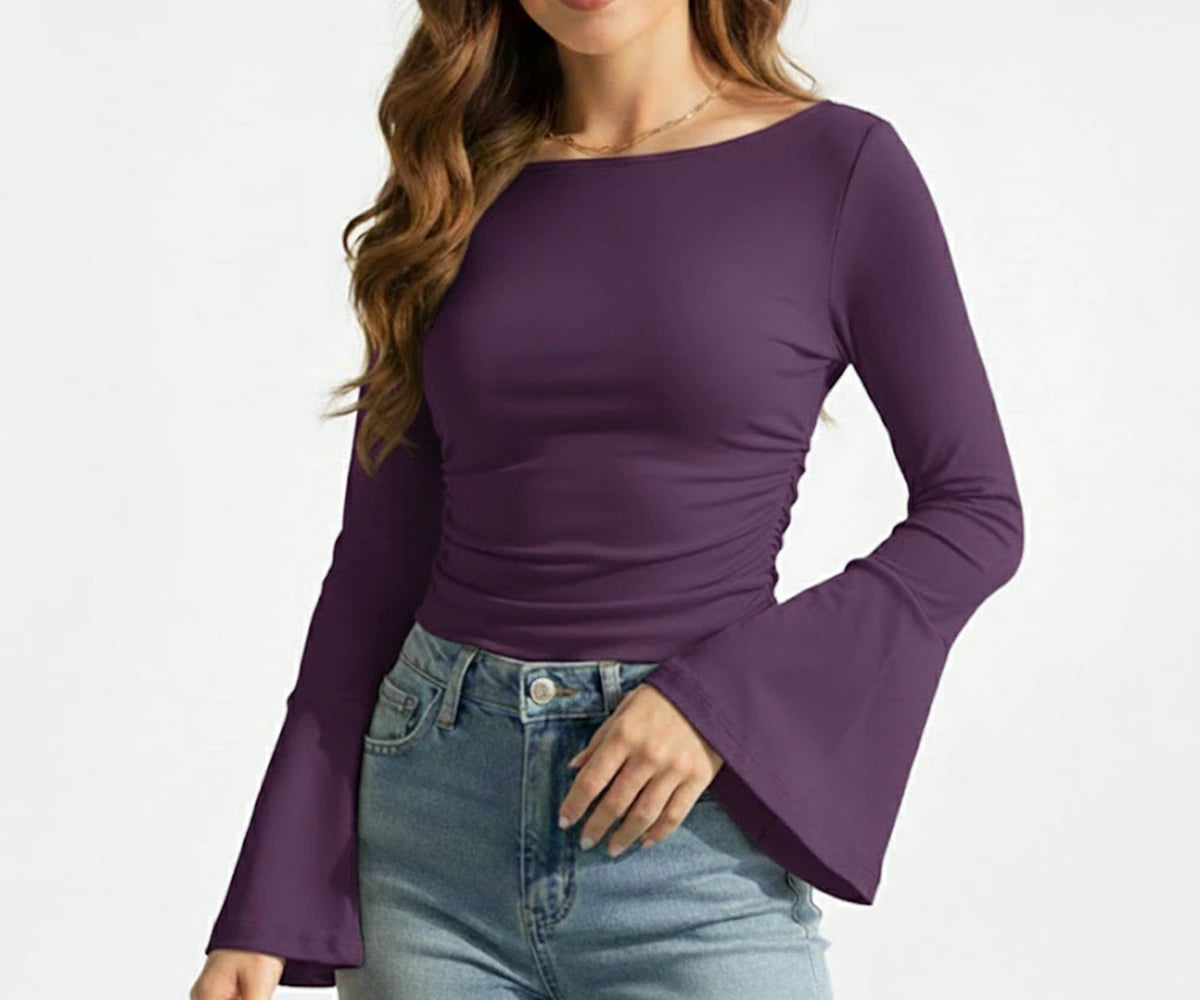 Relaxed Fit Boatneck Long Sleeve Shirt