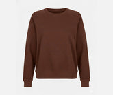 Brown crew neck sweatshirt for women made with soft cotton fabric and a classic round neckline. Comfortable and stylish for everyday casual wear and layering.