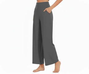 Grey cotton lounge pants for women – comfy flowy casual pants designed for all-day comfort and effortless style.