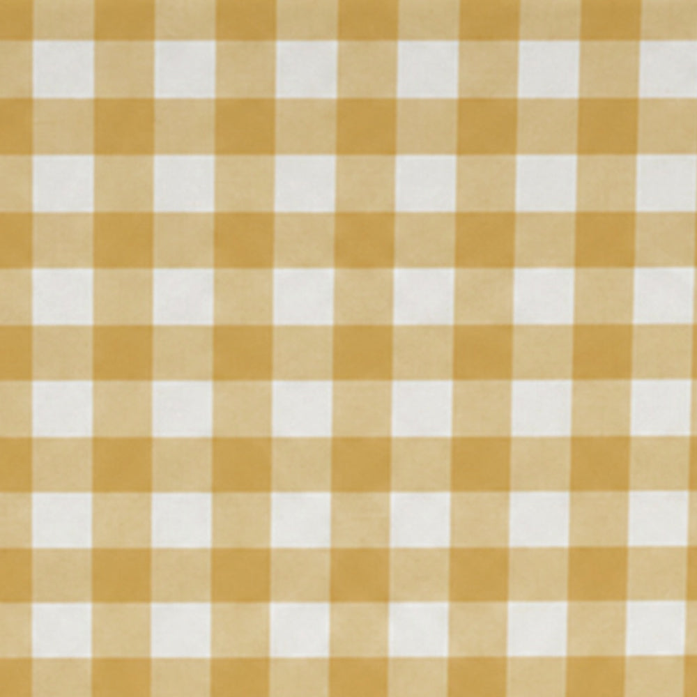 A close-up of a yellow and white gingham checkered fabric pattern.