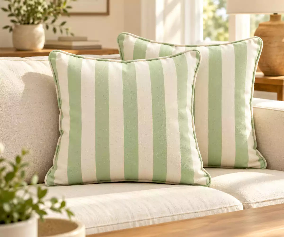 Cotton Striped Cushion Cover - Square, Removable