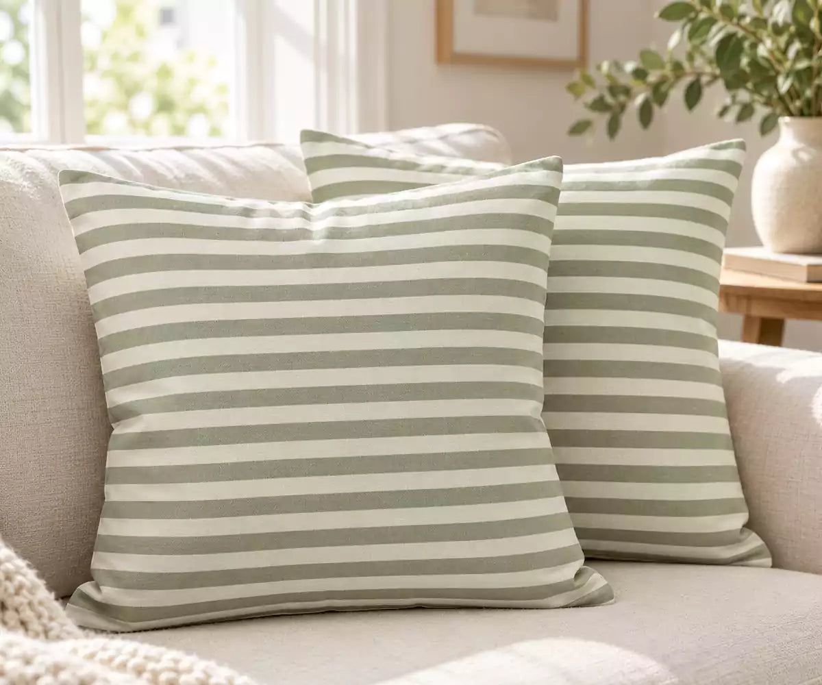 Cotton Striped Cushion Cover - Square, Removable