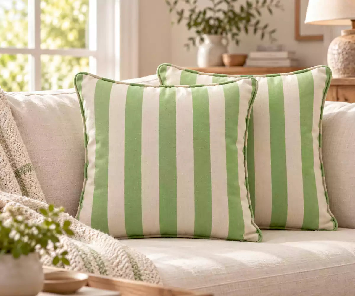 Cotton Striped Cushion Cover - Square, Removable