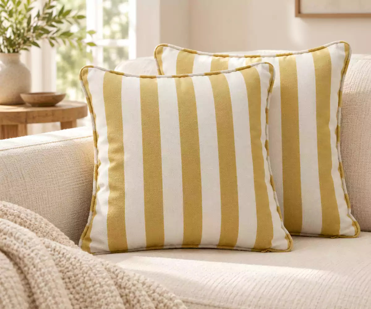 Cotton Striped Cushion Cover - Square, Removable