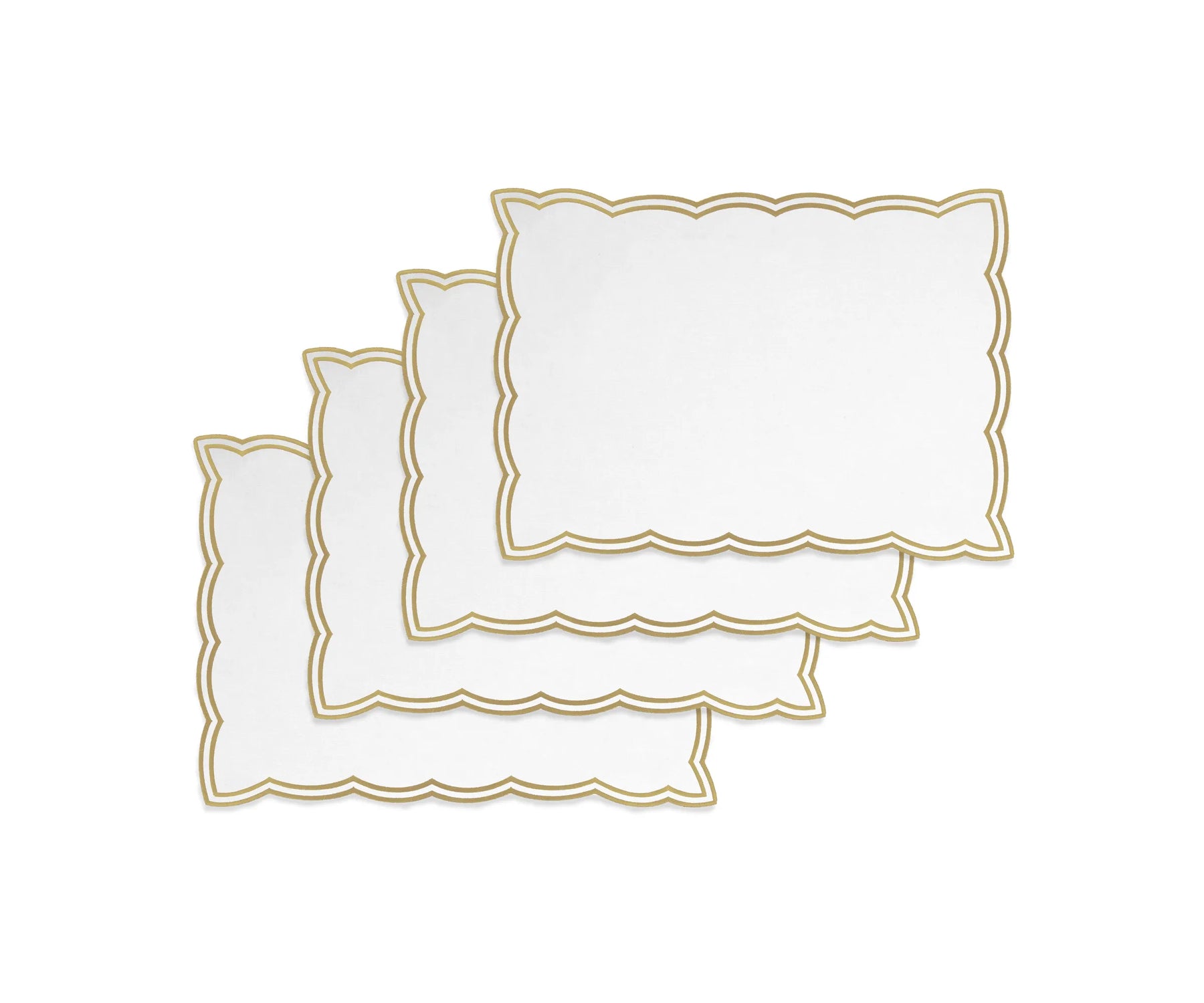 Beige cotton placemats with subtle embroidery on a rustic dining setup