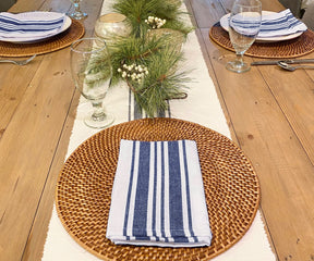 Set of blue napkins cloth, adding a touch of sophistication to your table arrangement.