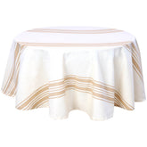 beige Round tablecloths offer durability and style, perfect for everyday use or special occasions.