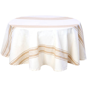 Round tablecloth with a striped pattern for outdoor use
