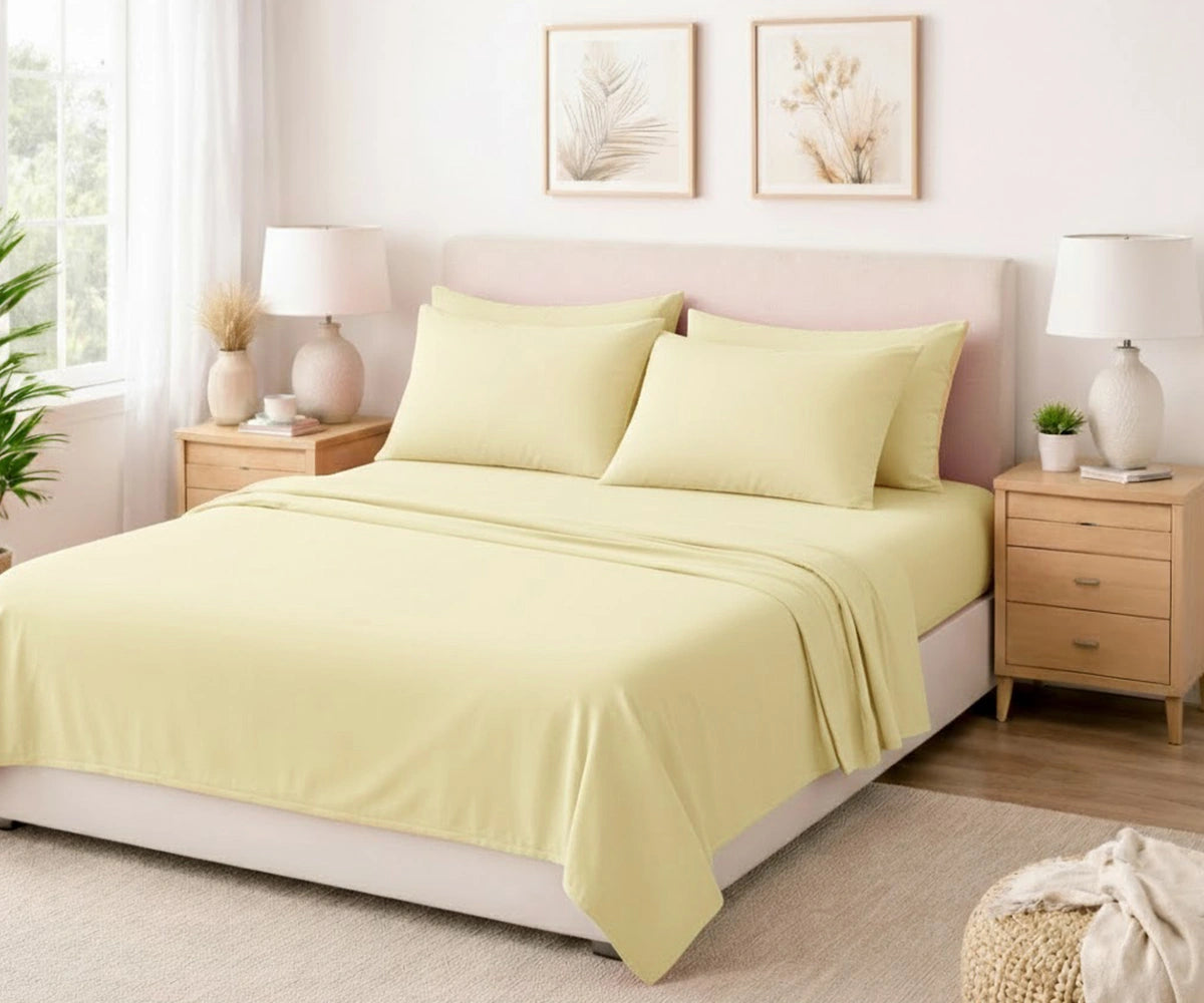 Cream natural linen sheet set with deep pocket fitted sheet, premium hotel quality bedding