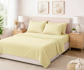 Cream natural linen sheet set with deep pocket fitted sheet, premium hotel quality bedding