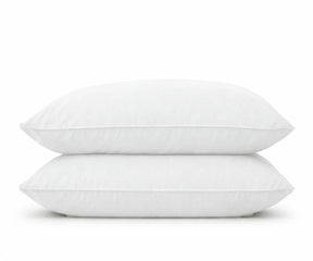 Set of 2 crisp white hotel luxury pillowcases, soft breathable bedding for a clean minimalist bedroom aesthetic and premium sleep.
