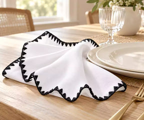 Crochet Picot Embroidered Edge Napkins