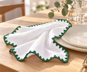Crochet Picot Embroidered Edge Napkins