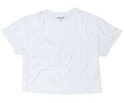 Classic white crop top with a trendy cropped cut