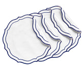 Washable round placemats in navy blue cotton for everyday dining