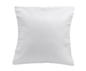 Set of 2 white cotton-linen cushion covers with hidden zipper on a sofa