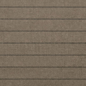 Detailed material swatch of dark beige elegant pants fabric, showing a high-quality textured linen-blend weave with parallel thin vertical stripes
