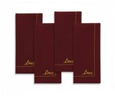 Burgundy cotton cloth napkins with refined embroidered detail, elegant table linens for festive occasions