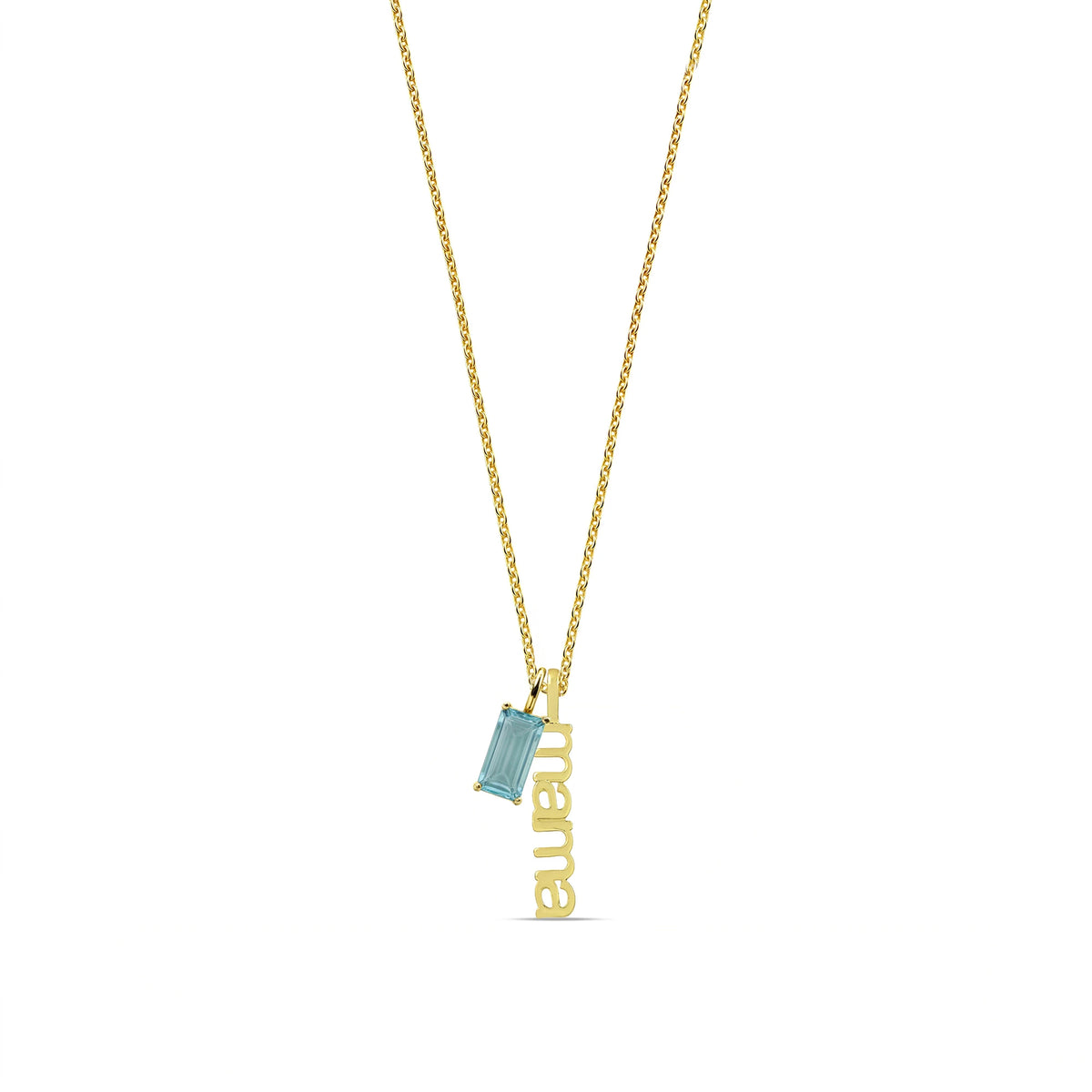 Dainty December birthstone mama necklace with blue topaz charm gold jewelry for women