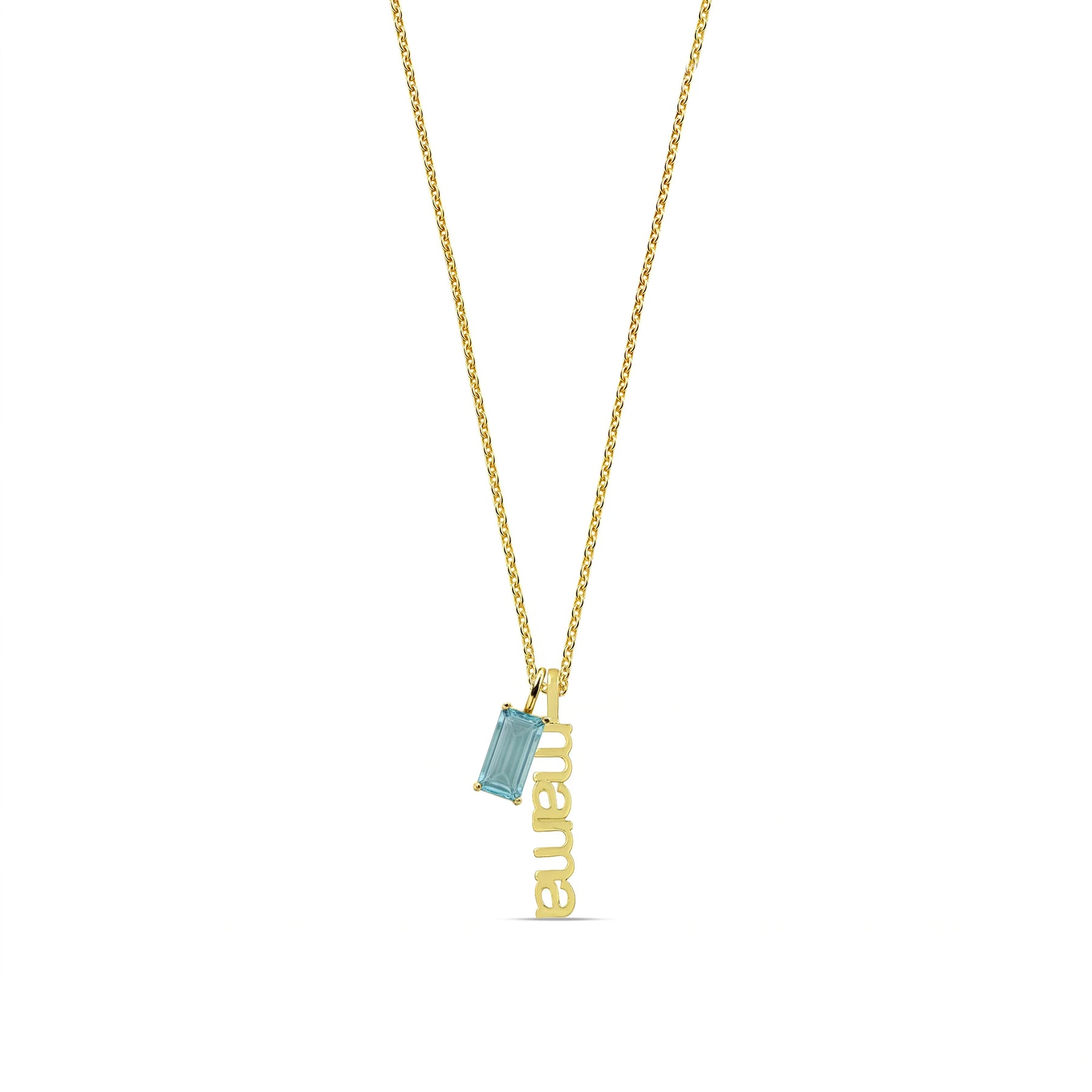 Dainty December birthstone mama necklace with blue topaz charm gold jewelry for women